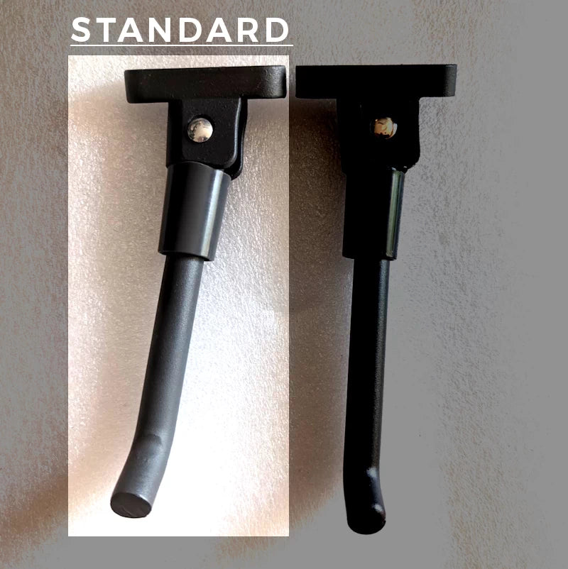 Side by side comparison of the Standard and Extended Kickstand options available for the  Xiaomi M365. The Standard variant is highlighted