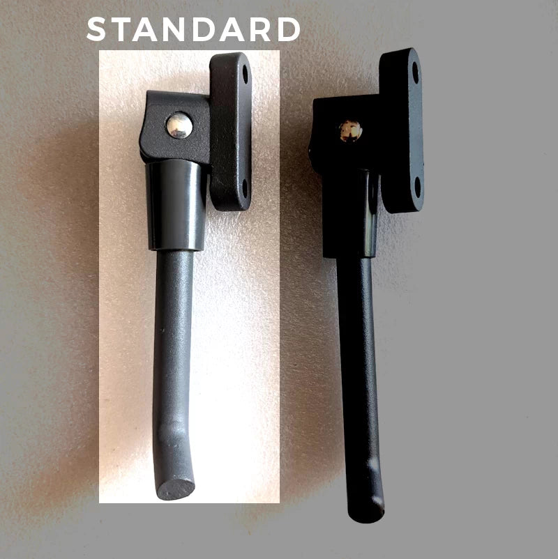 Alternate side-by-side comparison of the Standard and Extended Kickstand options available for the  Xiaomi M365. The standard option is highlighted