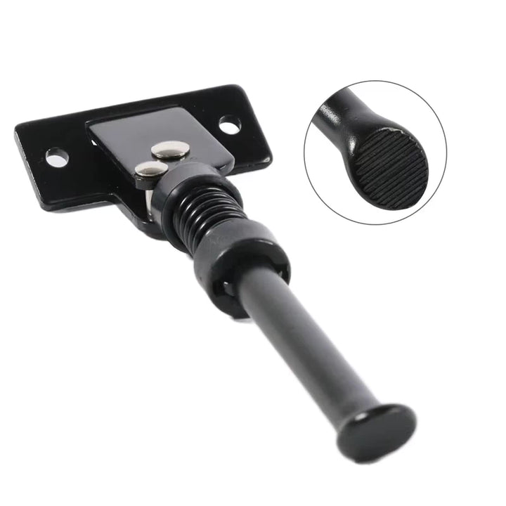 Close-up of Kugoo M4 Pro kickstand showing non-slip foot and spring hinge.