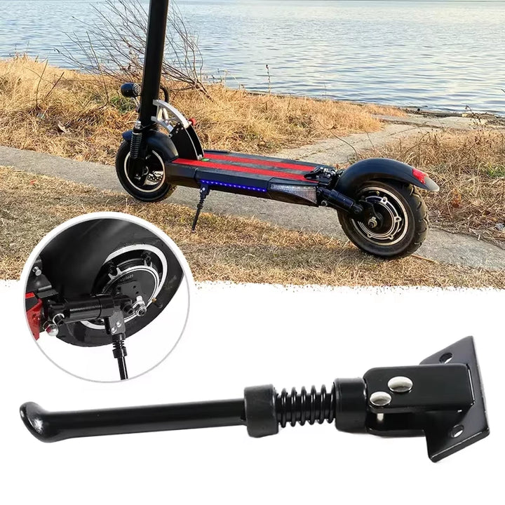 Kugoo M4 Pro electric scooter with installed kickstand on rear mount.