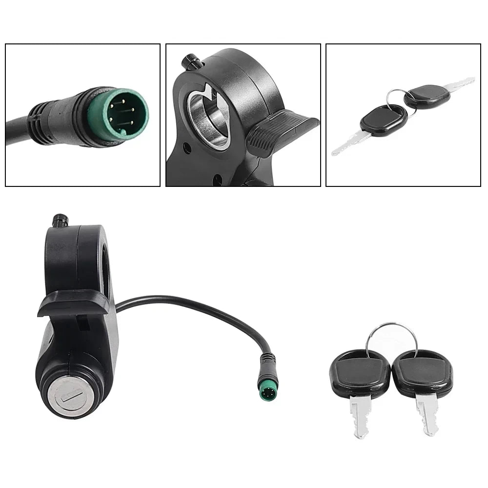 Gallery of thumb throttle with key ignition lock for Kukirin G2 Pro electric scooter with 6-pin Julet connector