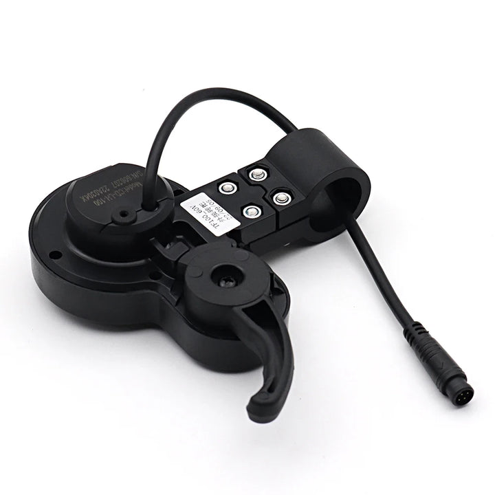 Rear view of LH-100 electric scooter throttle showing 6-pin male Julet plug