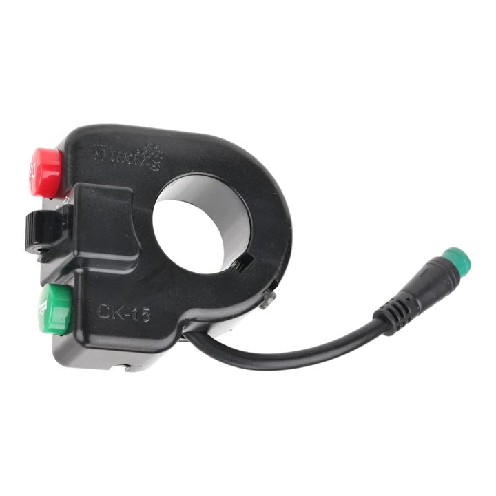 Side angle of the DK-15 3-in-1 handlebar switch for Kugoo M4 electric scooter, with Wuxing branding and DK-15 Model number
