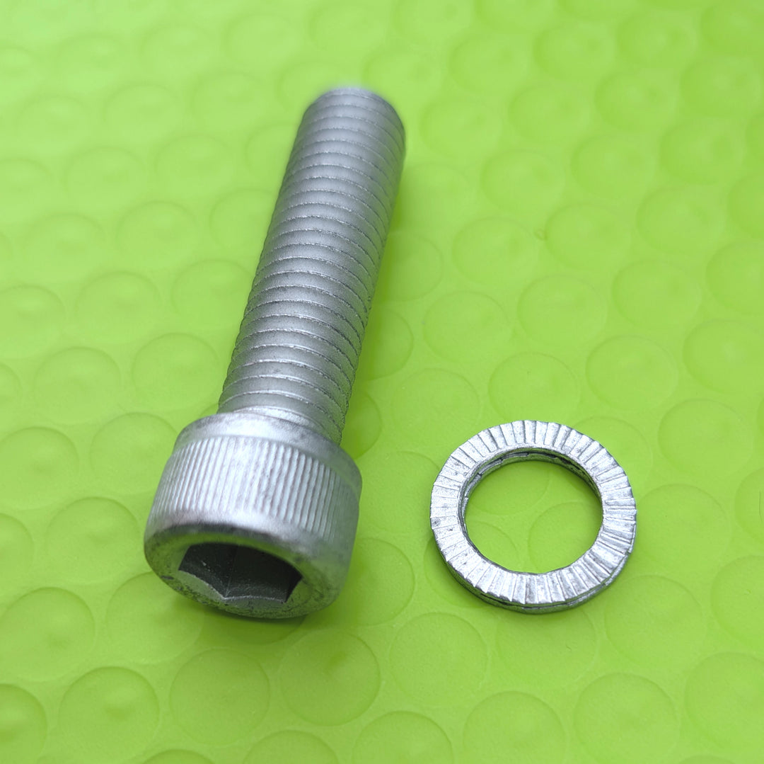 M12 Dacromet hex cap stem bolt with Nord-Lock wedge-locking washer
