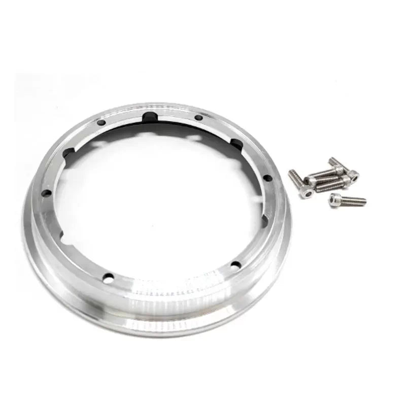 Reverse side of the LGSDDM detachable motor hub ring, shown with stainless steel hex socket screws for easy installation.