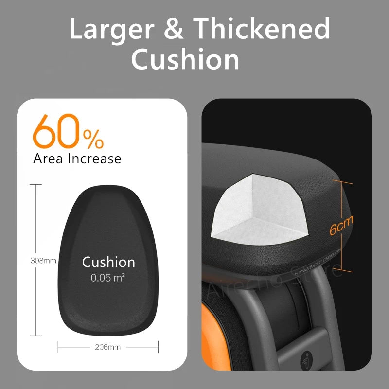 6 cm padded seat cushion with 60 % larger surface for Ninebot scooter seat.