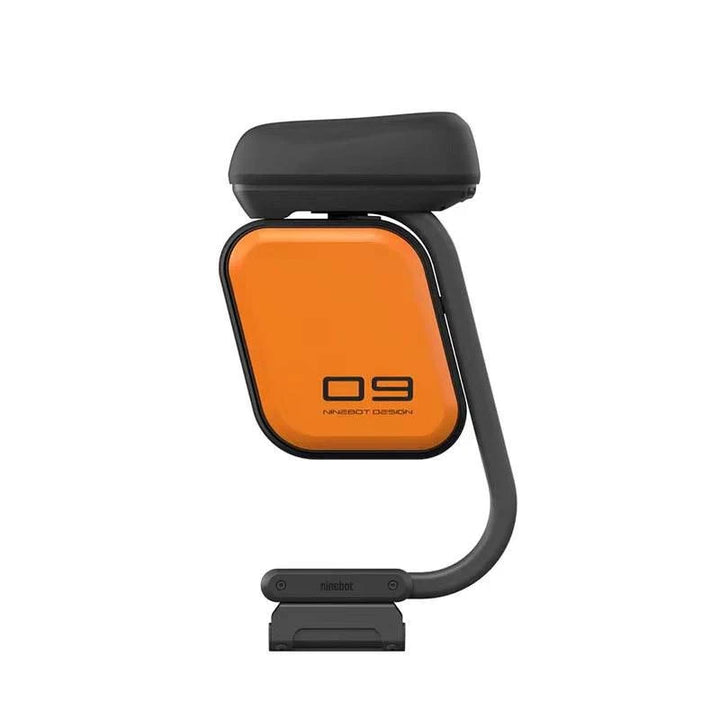 side profile of Ninebot F-Series seat and storage case in black and orange.