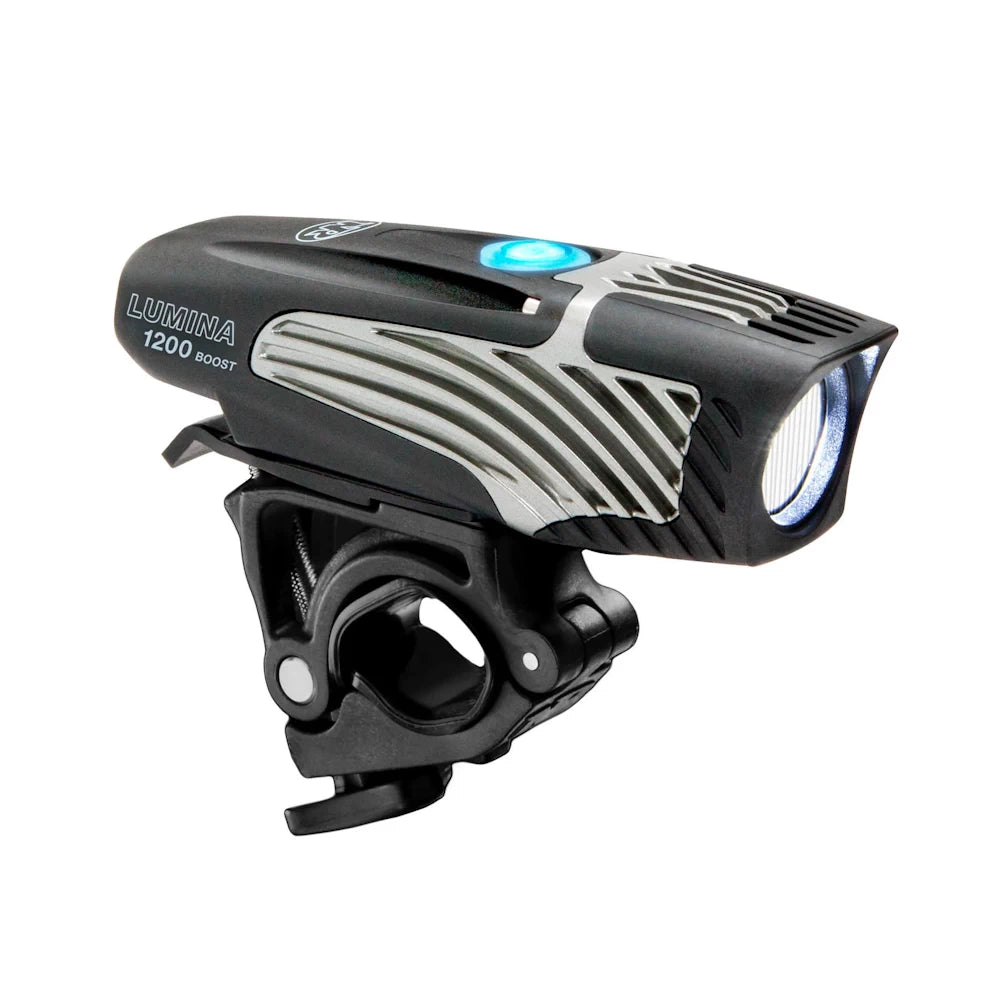 NiteRider Lumina 1200 Boost LED rechargeable headlight with durable handlebar mount.