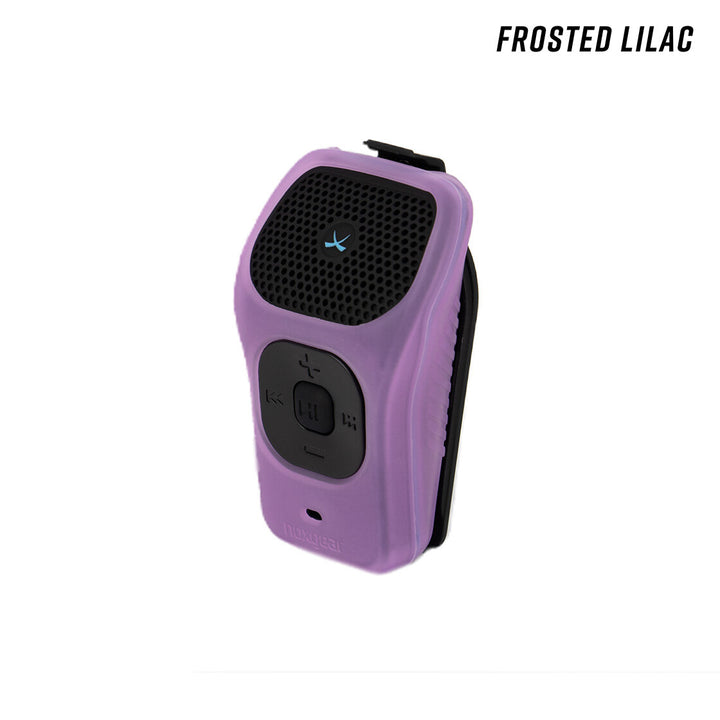 Frosted Lilac silicone wrap skin fitted to the Noxgear 39g Bluetooth speaker.