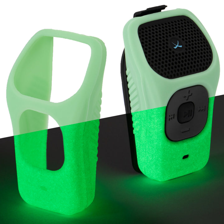 Glow in the dark silicone protective skin for the Noxgear 39g wearable Bluetooth speaker.