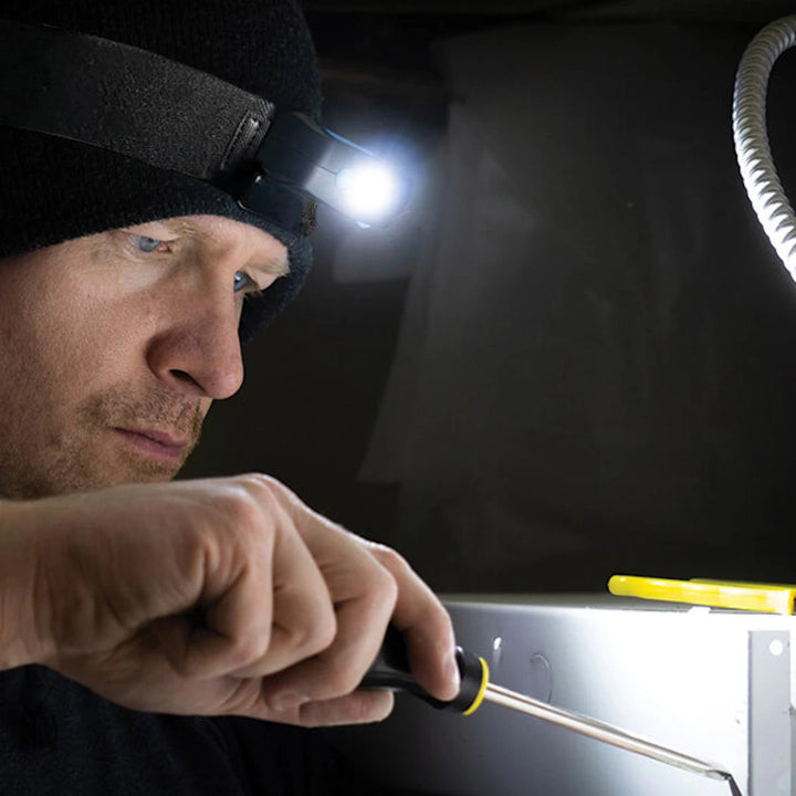 Noxgear rechargeable head light providing hands-free illumination for maintenance and repair work