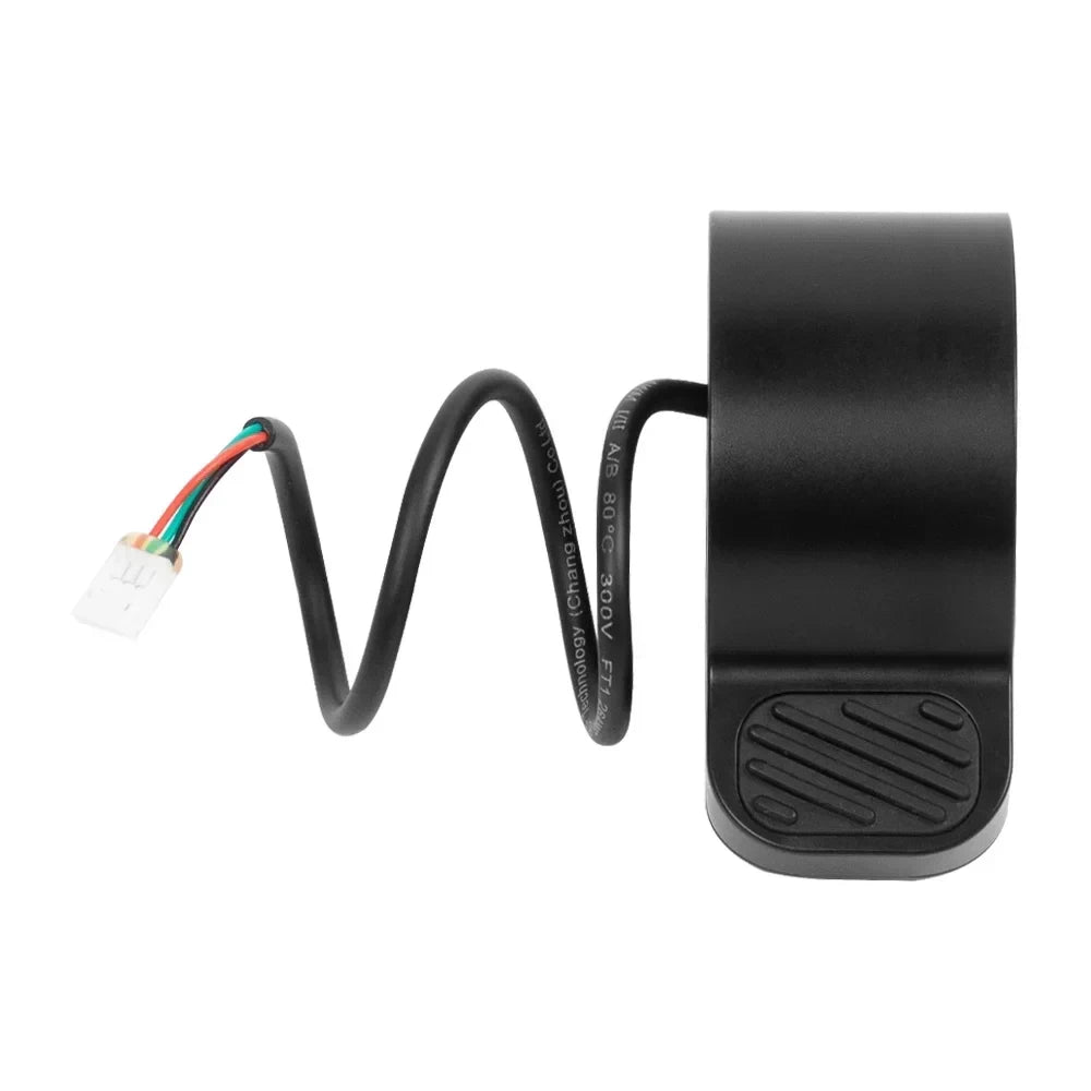 Front view of OEM Segway Ninebot E2 Series thumb throttle with textured anti-slip thumb control surface.