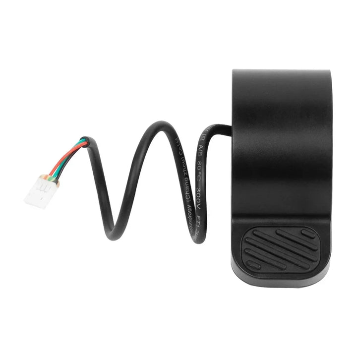 Front view of OEM Segway Ninebot E2 Series thumb throttle with textured anti-slip thumb control surface.