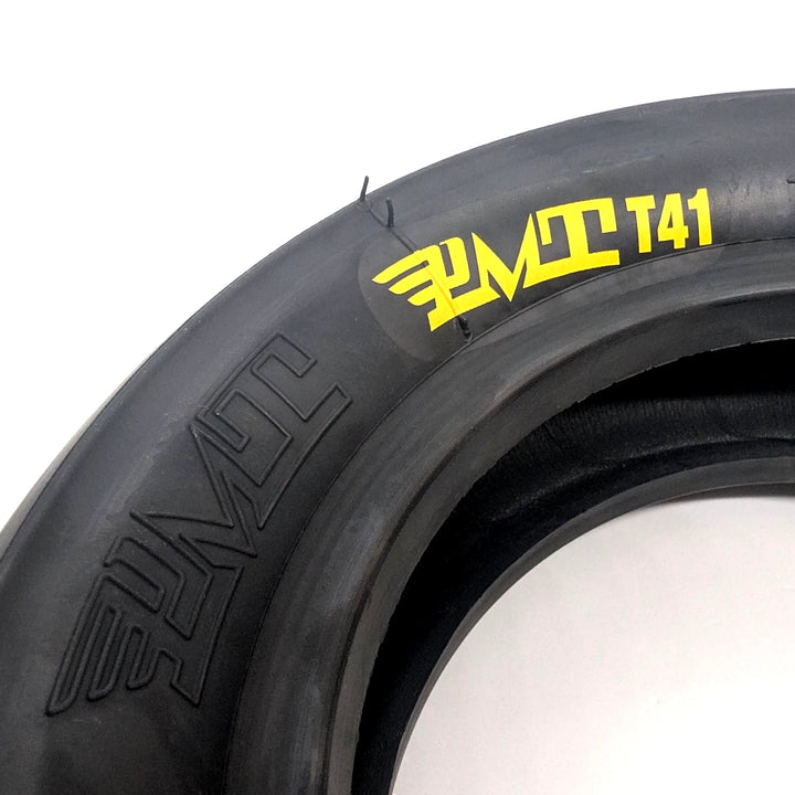 Close-up view of the PMT T41 logos on the wall of the tyre.