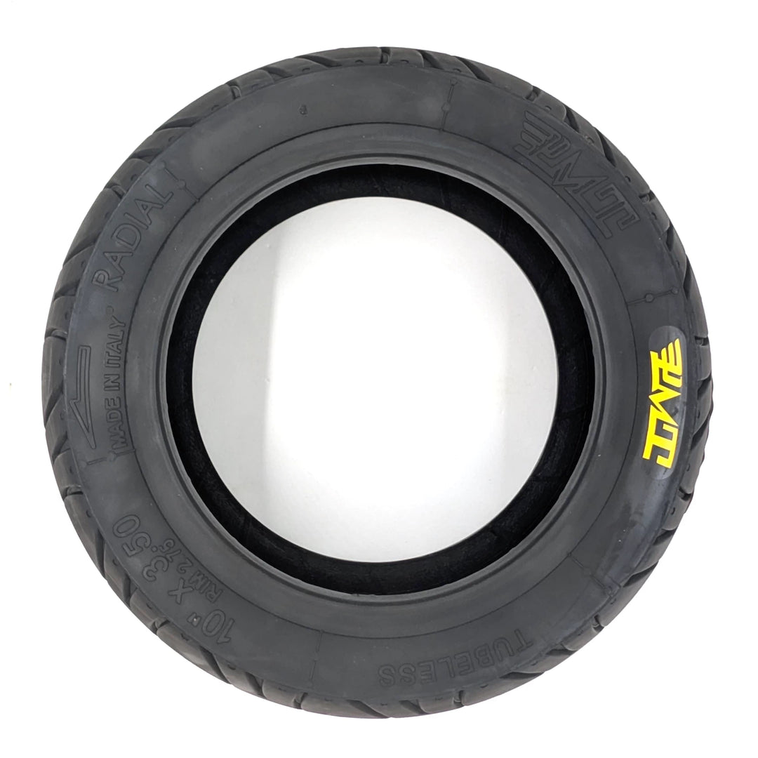 Side profile view of the PMT 10"x3.50 (85/250 R6.0) E-Fire Radial Scooter Tyre, made in Italy