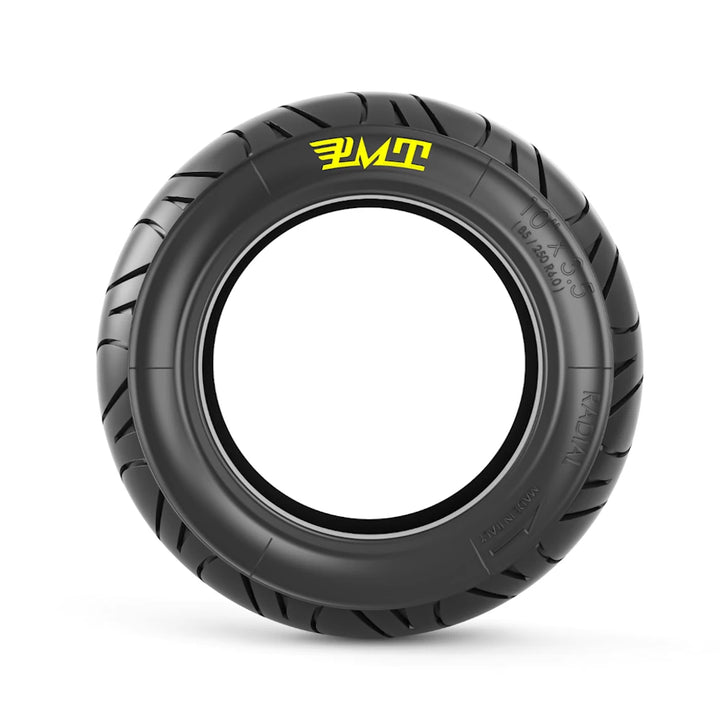 Side view of the PMT 10x3.50 tyre showing universal compound for street use on the NAMI Klima