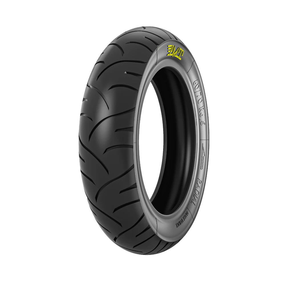 PMT 10" x 2.125" (60/70 R6.5) E-Fire Radial Tyre/Tire – Premium high-performance tyre/tire made in Italy with excellent grip and durability, designed for urban riding on various types of asphalt. Suitable for tubeless or inner tube applications with a pressure range of 2.0-2.5 Bar (29-36 PSI).