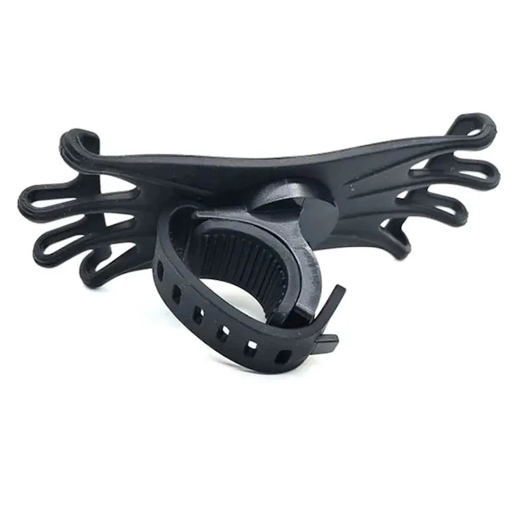 Back view of silicone phone holder with adjustable strap, offering flexible installation for handlebars of electric scooters and bicycles.