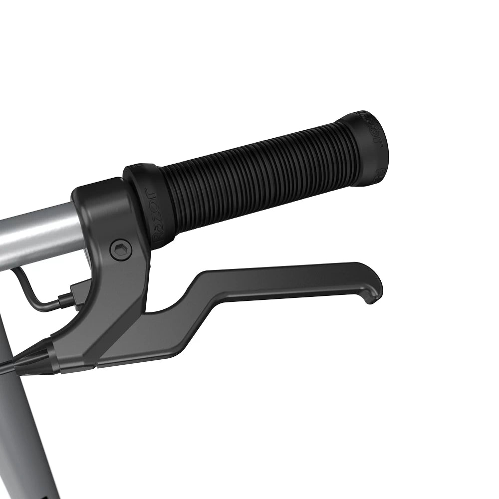 Close-up of Razor PowerCore Siege's ergonomic handlebar with hand-operated front brake lever for safe and precise control.