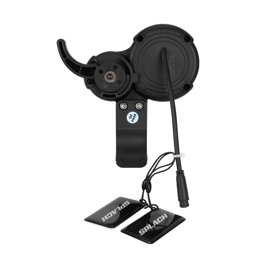 Rear view of QS-S4 trigger throttle and LCD Display with NFC security for Vsett and Zero 48-72V electric scooters.