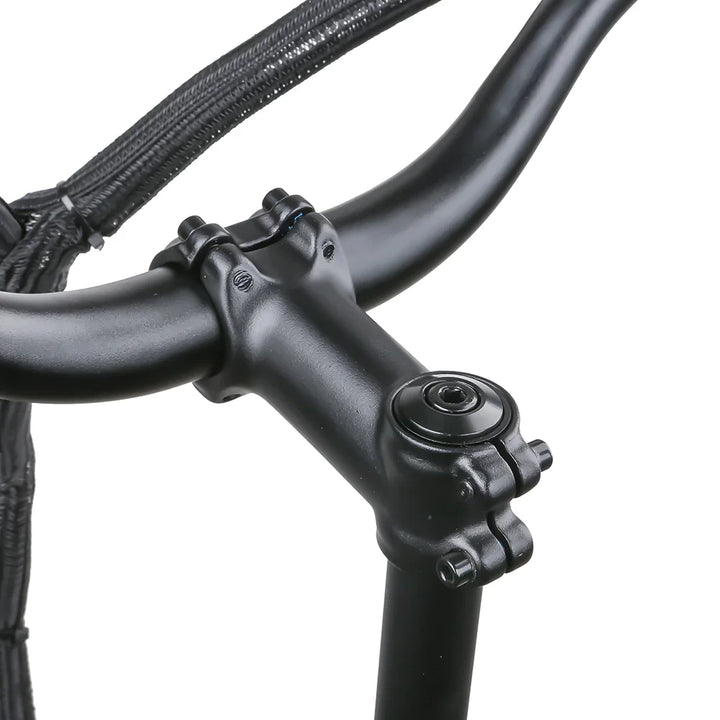 Close-up of EMOVE Roadrunner SE handlebar and gooseneck - durable and ergonomic design for comfortable riding.