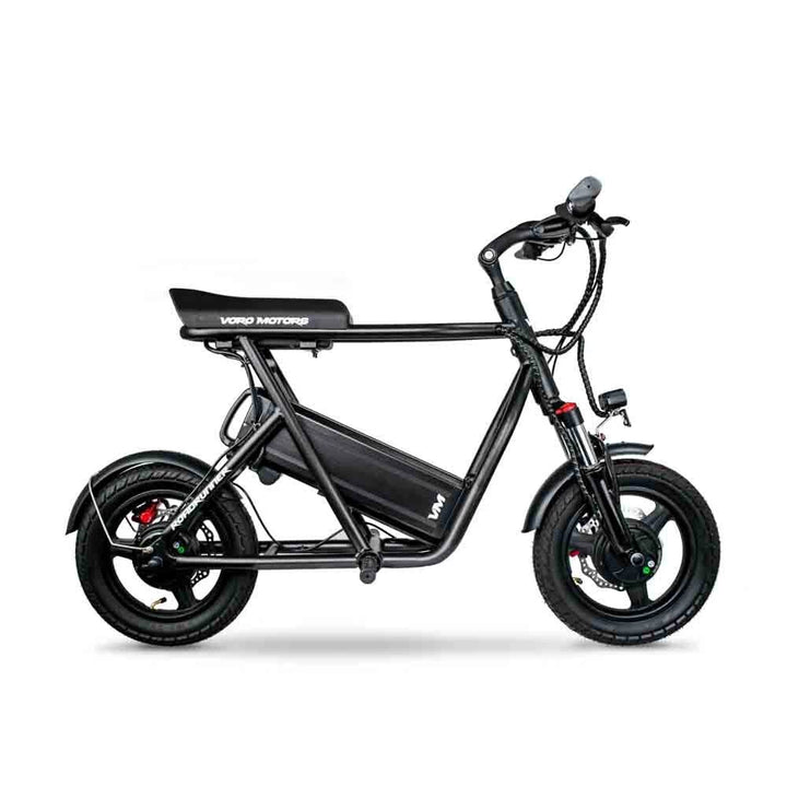 Right profile of the EMOVE Roadrunner v2 seated electric scooter - Opposite side profile view highlighting the electric scooter's sleek frame and features, such as the removable battery compartment.