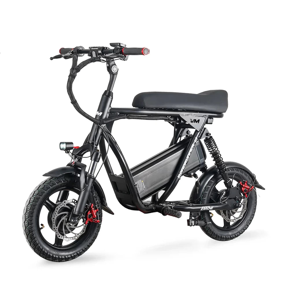 Second hero image of the EMOVE Roadrunner V3 electric scooter, featuring the front light, adjustable handlebars, and dual suspension system.