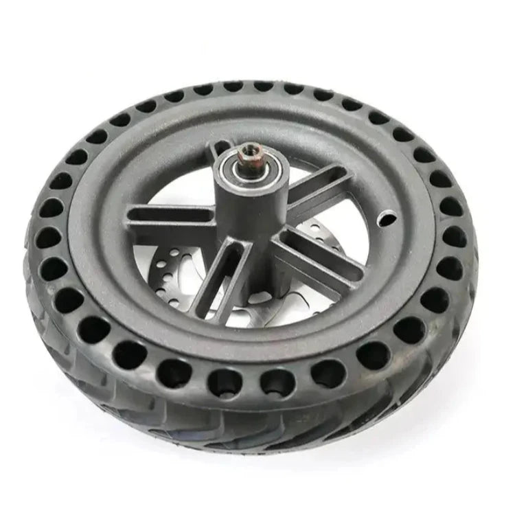 Rear wheel assembly with 8.5" honeycomb tyre and 120mm disc brake rotor, compatible with Xiaomi PRO/PRO2 models.