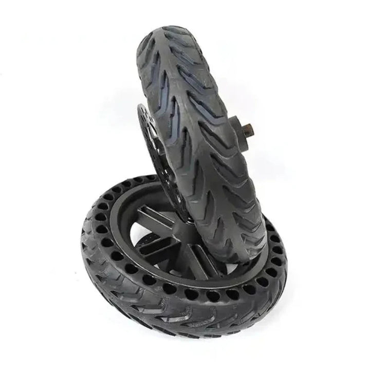 Matching pair of 8.5" rear wheels with honeycomb solid tyres and 120mm disc brake rotors for Xiaomi PRO/PRO2.