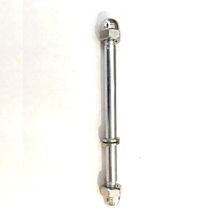 Close-up view of a metal rear rod designed for the EMOVE Cruiser and EMOVE Touring scooters, showcasing the M10 diameter rod with dome nuts.