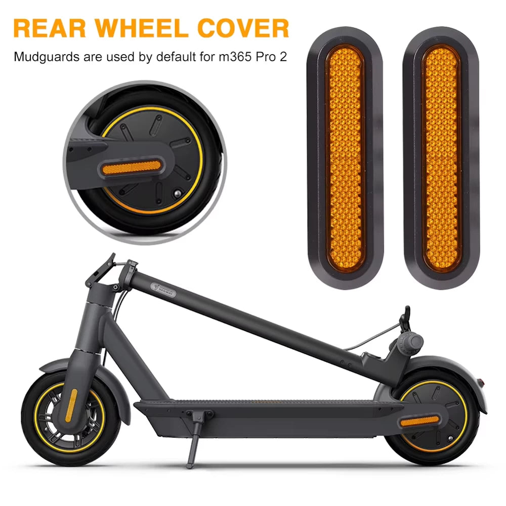 Rear wheel side strip installed on a Xiaomi scooter, providing added safety and improved night visibility.