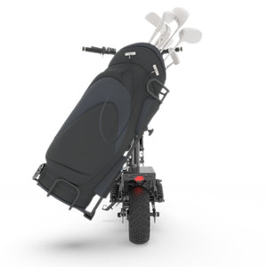 Quick Release Golf Rack fitted to Voltrium Rogue Dual Motor Electric Scooter - Rear View