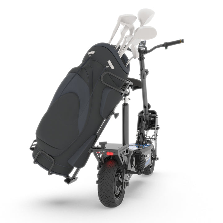 Quick Release Golf Rack fitted to Voltrium Rogue Dual Motor Electric Scooter