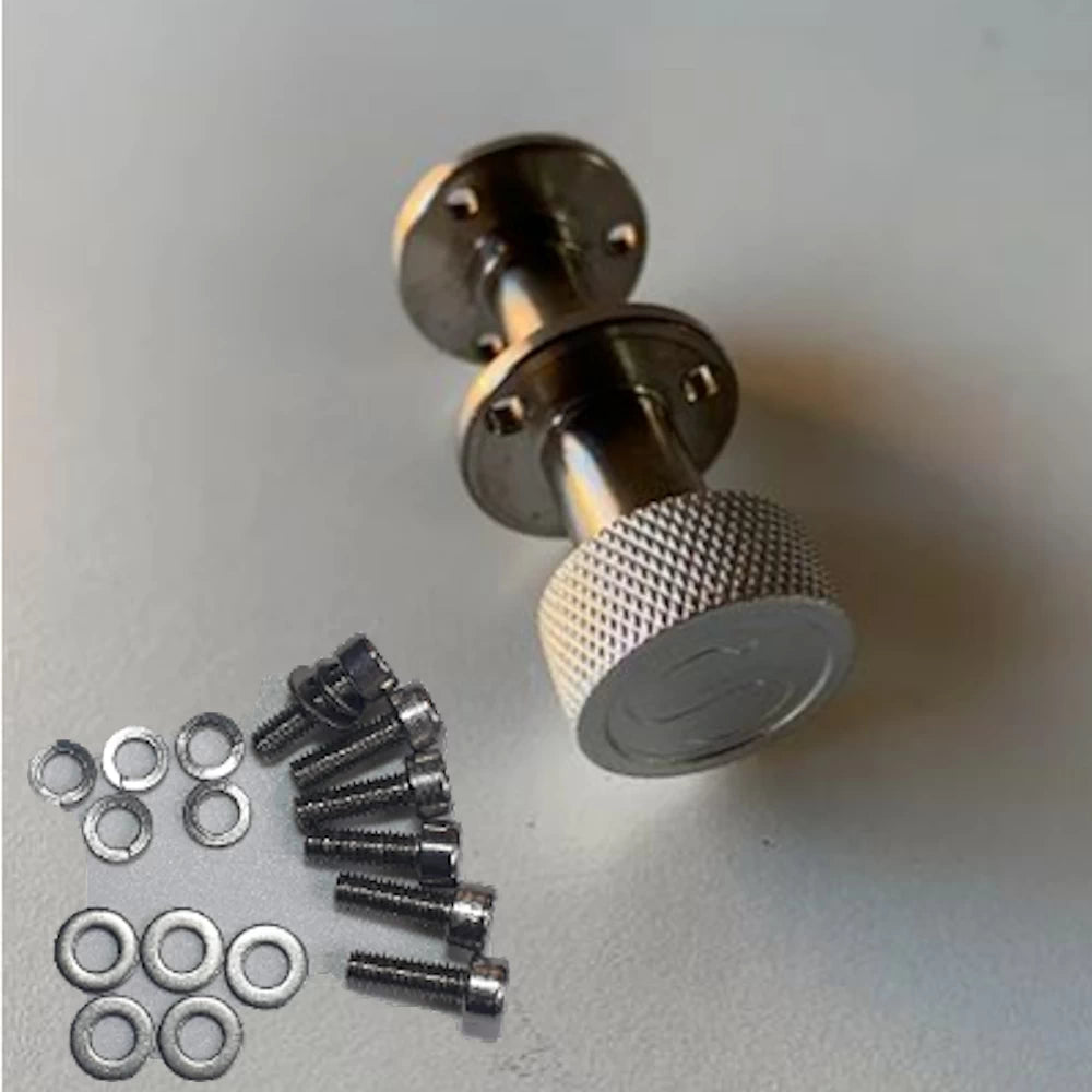 S-Knob Locking Pin with complete screw set - includes M4 x 12mm screws, flat washers, and spring washers.