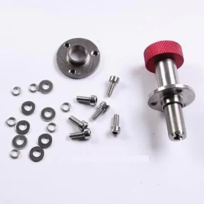 Red S-Knob Locking Pin with complete screw set - includes M4 x 12mm screws, flat washers, and spring washers.