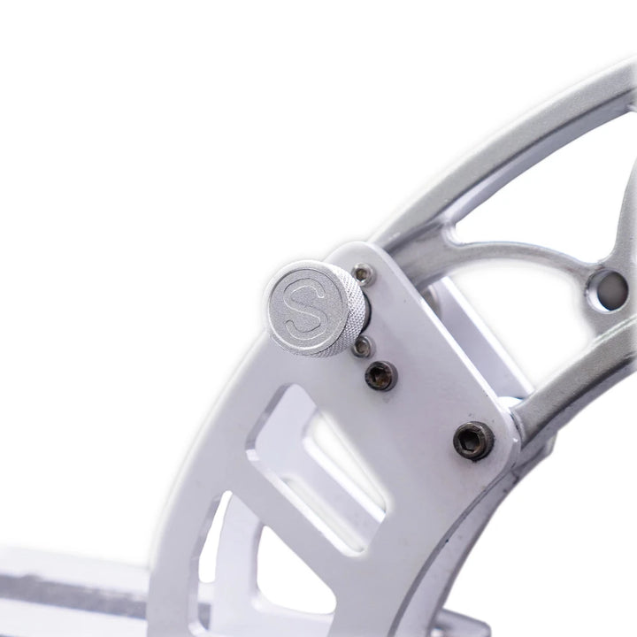 Close-up view of the S-Knob Locking Pin installed on the folding mechanism of EMOVE Cruiser electric scooter.