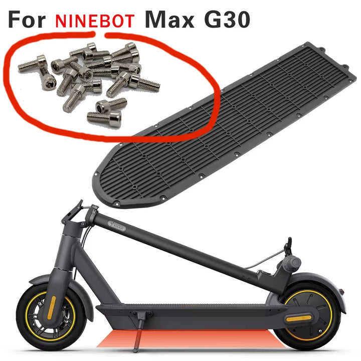 Ninebot Max G30 electric scooter bottom cover showing replacement screw set application