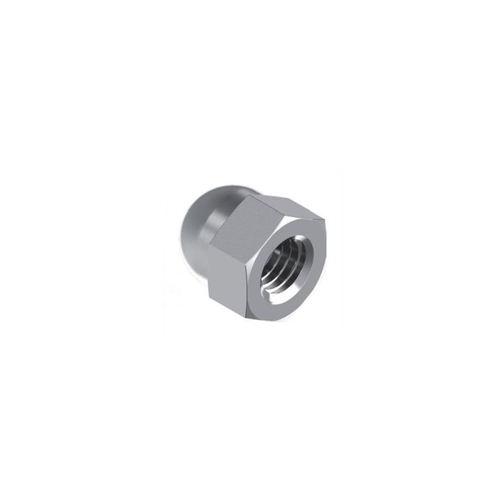 Stainless steel dome or acorn nut for secure fastening, corrosion resistance, and aesthetic finish, ideal for automotive, industrial, and DIY applications