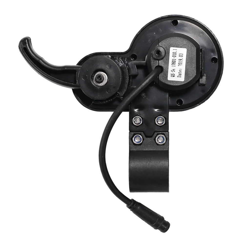 Back view of the QS-S4 LCD trigger throttle, highlighting the ergonomic trigger and sturdy mount design.