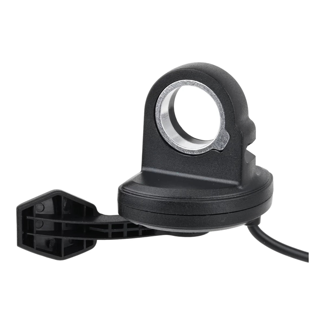 Detail of Kaabo Wolf GT Pro thumb throttle's ABS housing and alloy clamp insert