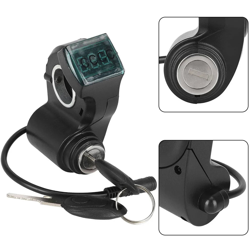 Voltmeter / Key Lock with Digital Display for Electric Scooters (Various wiring/plug options)