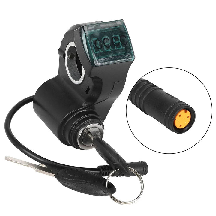 Voltmeter / Key Lock with Digital Display for Electric Scooters (Various wiring/plug options)