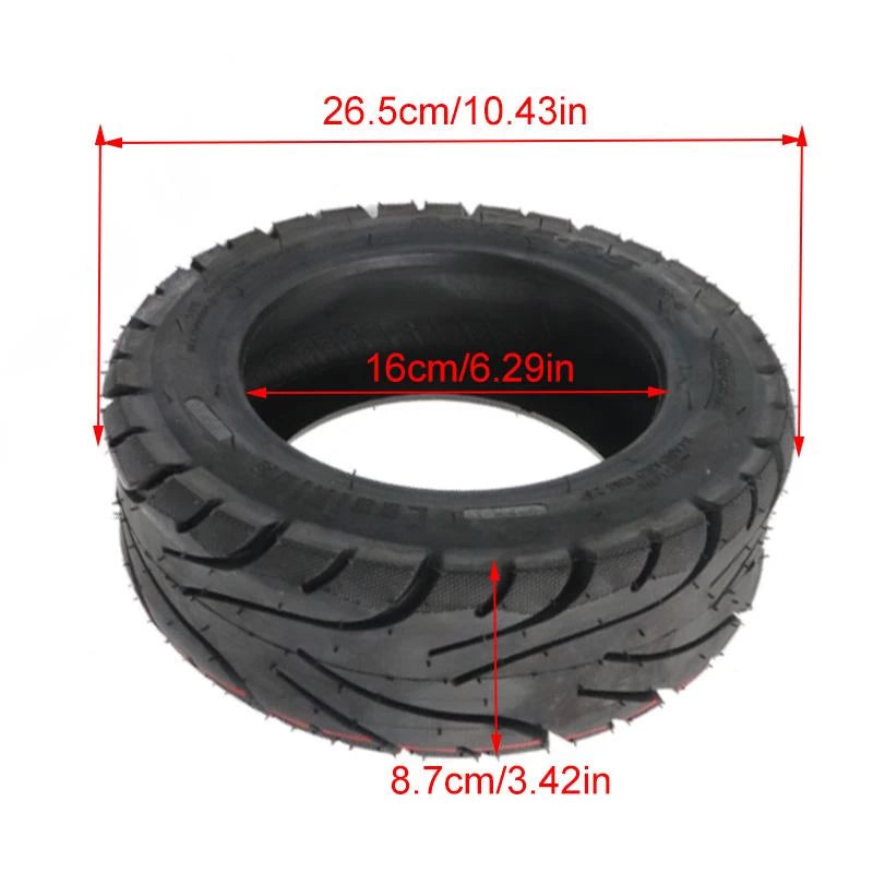 Dimensions of XuanCheng 90/65-6.5 tubeless scooter tyre with measurements