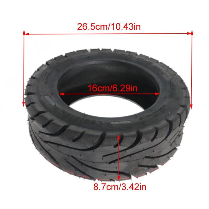 Dimensions of XuanCheng 90/65-6.5 tubeless scooter tyre with measurements