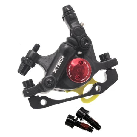 Xtech Zoom HB-100 black brake calliper with mounting bolts, suitable for electric bikes and scooters.