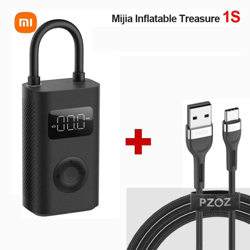 Xiaomi 1S Digital Air Pump with compact design and easy-to-use control buttons, ideal for inflating car, bike, and scooter tyres with precision and convenience. 
Bundle with a USB-C charging cable, if required.