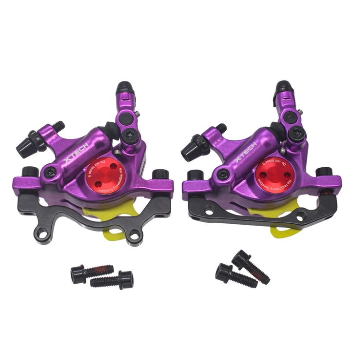 Xtech Zoom HB-100 purple brake callipers front and rear pair, compatible with electric scooters and bikes.