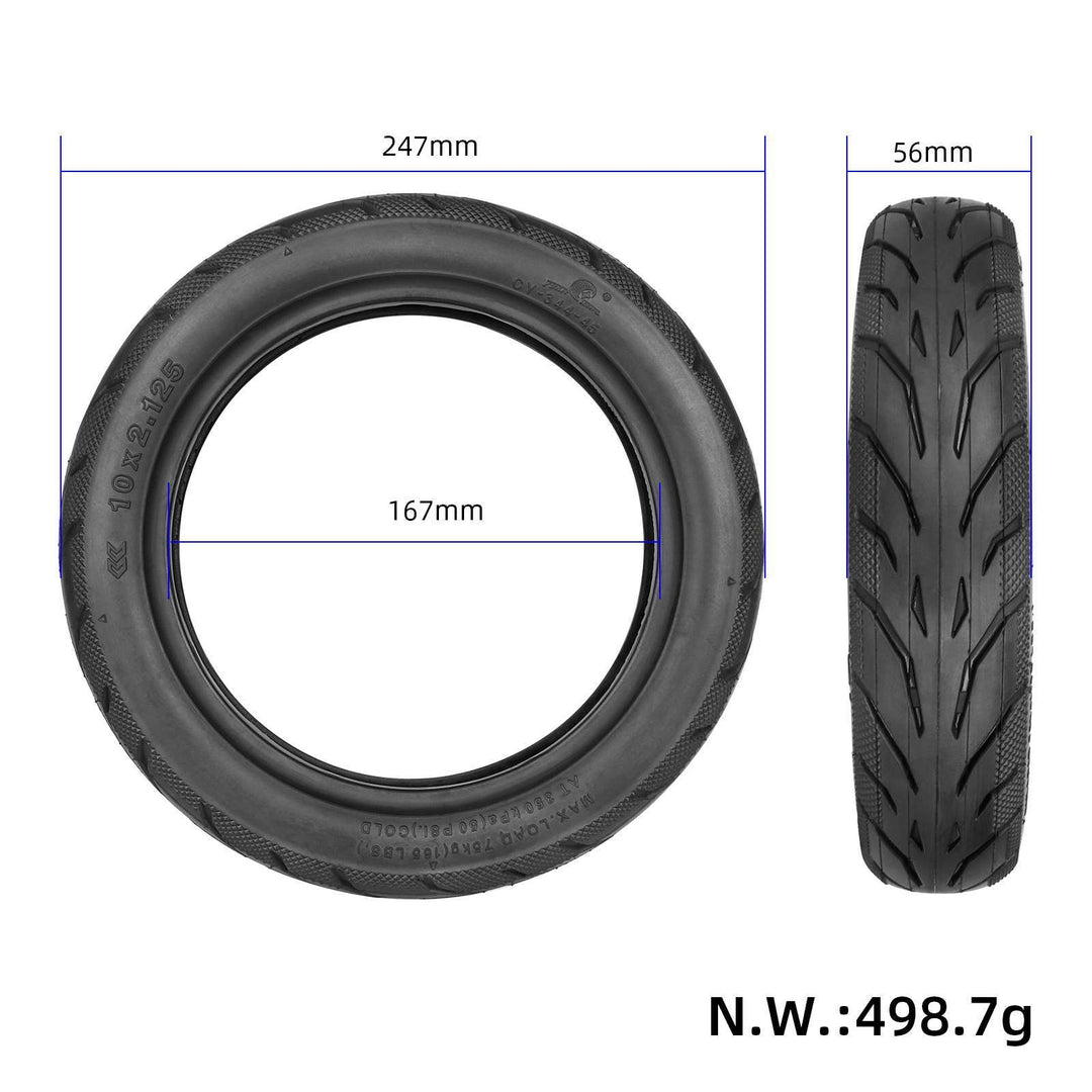 10x2.125 scooter tyre dimensions diagram 247mm diameter 56mm width and 167mm inner diameter Ninebot F40 Xiaomi 4 Lite EcoMotion
