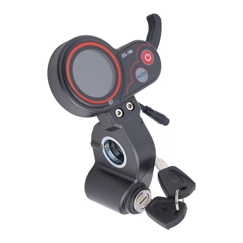 Keys inserted in ZQ-100 Throttle Display ignition lock, ready for use