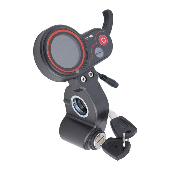 Keys inserted in ZQ-100 Throttle Display ignition lock, ready for use